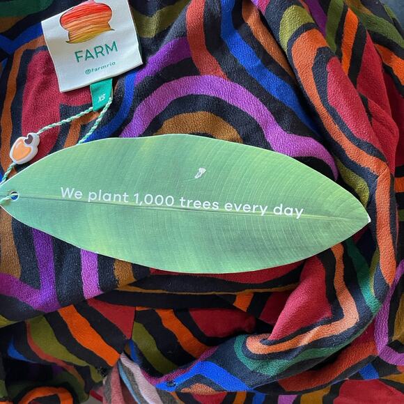 Farm Rio Rainbow Wild Hearts Maxi Dress Womens XS 0 2 Long Sleeve Red - Picture 16 of 16